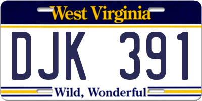 WV license plate DJK391