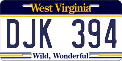 WV license plate DJK394