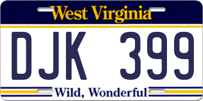 WV license plate DJK399