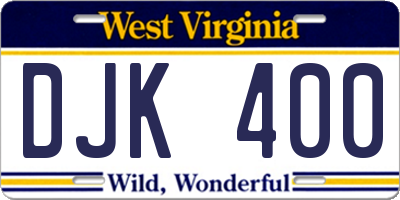 WV license plate DJK400