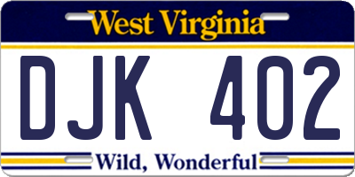 WV license plate DJK402