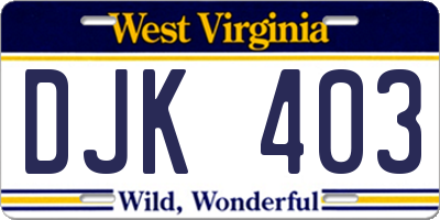 WV license plate DJK403