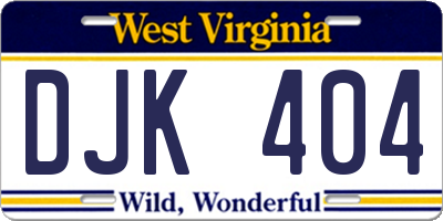 WV license plate DJK404