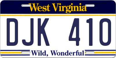 WV license plate DJK410