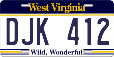 WV license plate DJK412