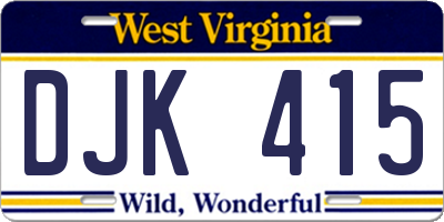 WV license plate DJK415