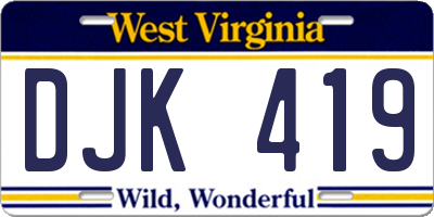 WV license plate DJK419