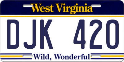 WV license plate DJK420