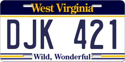 WV license plate DJK421