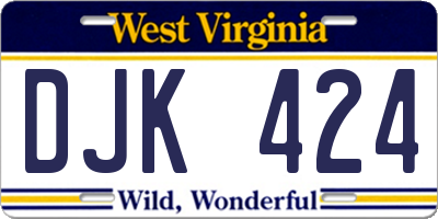 WV license plate DJK424