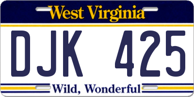 WV license plate DJK425