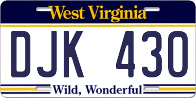 WV license plate DJK430