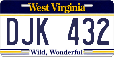 WV license plate DJK432