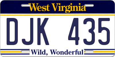 WV license plate DJK435