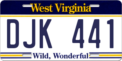 WV license plate DJK441