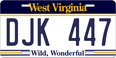 WV license plate DJK447