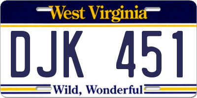 WV license plate DJK451