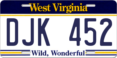 WV license plate DJK452