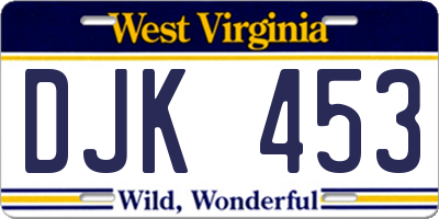 WV license plate DJK453