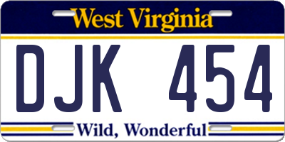 WV license plate DJK454