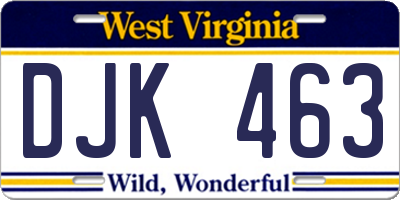 WV license plate DJK463