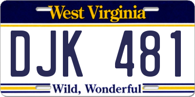 WV license plate DJK481