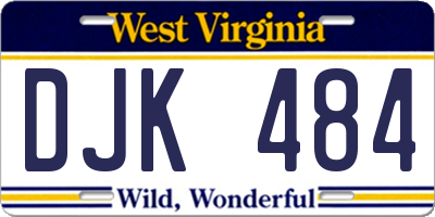 WV license plate DJK484