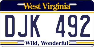 WV license plate DJK492