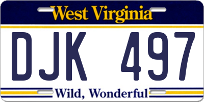 WV license plate DJK497