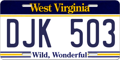 WV license plate DJK503