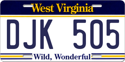 WV license plate DJK505