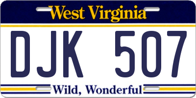 WV license plate DJK507