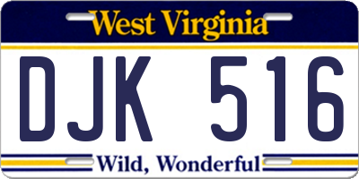 WV license plate DJK516