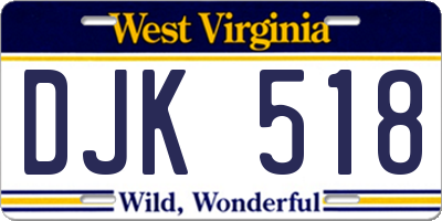 WV license plate DJK518