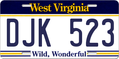 WV license plate DJK523