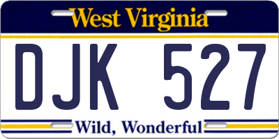 WV license plate DJK527