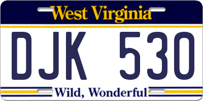 WV license plate DJK530