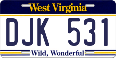 WV license plate DJK531