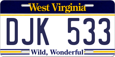 WV license plate DJK533