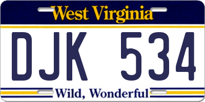 WV license plate DJK534