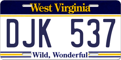 WV license plate DJK537