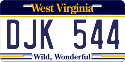 WV license plate DJK544