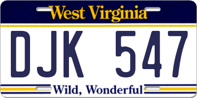 WV license plate DJK547