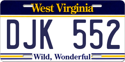 WV license plate DJK552