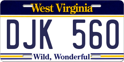 WV license plate DJK560