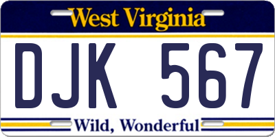 WV license plate DJK567