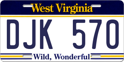 WV license plate DJK570