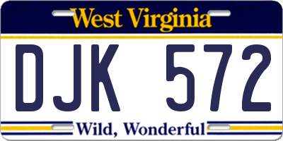 WV license plate DJK572