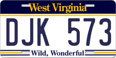 WV license plate DJK573