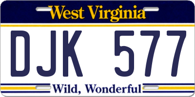 WV license plate DJK577